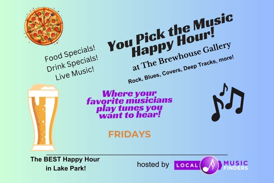 You Pick the Music Happy Hour at The Brewhouse Gallery